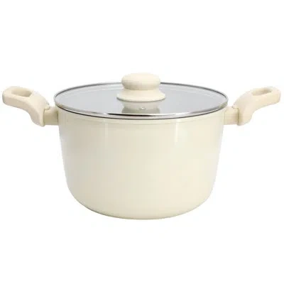 Gibson Home Barnsdall 5 Quart Ceramic Nonstick Aluminum Stock Pot With Lid In Cream