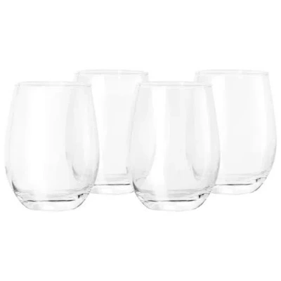 Gibson Home Belinni 4 Piece 18oz Classic Stemless Wine Glass Set In Transparent
