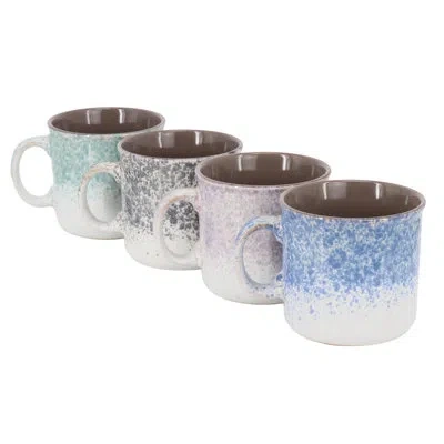 Gibson Home Blurry 4 Piece 19 Ounce Stoneware Straight Shape Mug Set In Assorted Colors In Blue;green;gray;purple