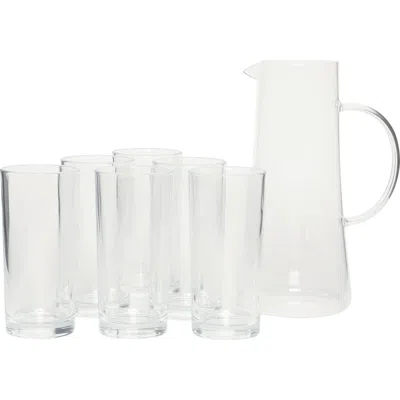 Gibson Home Boozy Brunch Glass Pitcher & Tumbler Drinkware Set In Transparent