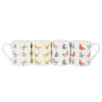 Gibson Home Butterfly Wings 4 Piece 18 Ounce Stoneware Mug Set In White