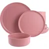 Gibson Home Canyon Crest 12 Piece Round Melamine Dinnerware Set In Pink