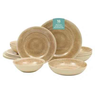 Gibson Home Casper Court 16-piece Melamine Dinnerware Set –  Reactive Glaze Look - Service For 4 In Beige