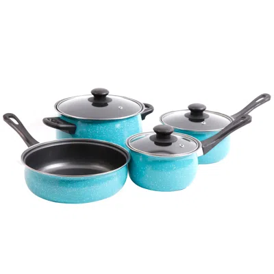 GIBSON HOME CASSELMAN 7 PIECE COOKWARE SET IN TURQUOISE