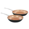 Gibson Home Chestnut 2 Piece Nonstick Carbon Steel Frying Pan Set In Copper In Black