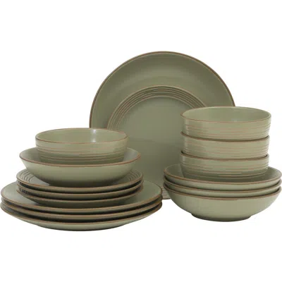 Gibson Home Chiswick House Stoneware Dinnerware Set With Embossed Rim In Green
