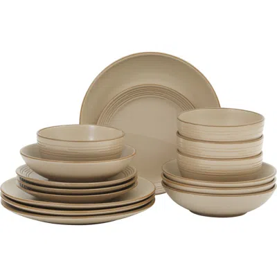 Gibson Home Chiswick House Stoneware Dinnerware Set With Embossed Rim In Brown