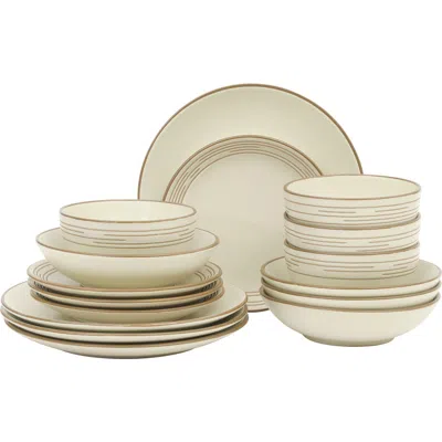 Gibson Home Chiswick House Stoneware Dinnerware Set With Embossed Rim In Brown
