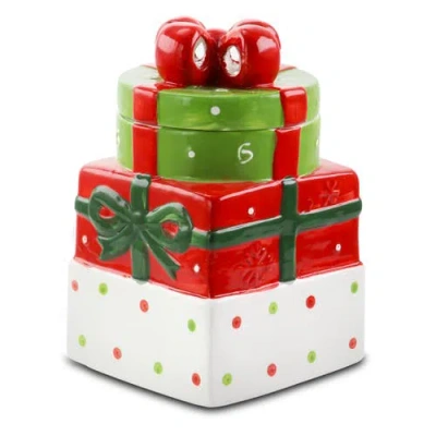 Gibson Home Christmas Estate 7.5 Inch Gift Box Holiday Cookie Jar In Multi
