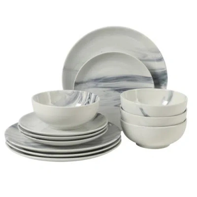 Gibson Home Cloudlight Decorated Porcelain Dinnerware Set In White