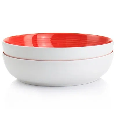 Gibson Home Crenshaw 32 Fl Oz. Serving Bowl In White;red