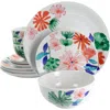 Gibson Home Dazzling Lily 12 Piece Ceramic Dinnerware Set In Multi