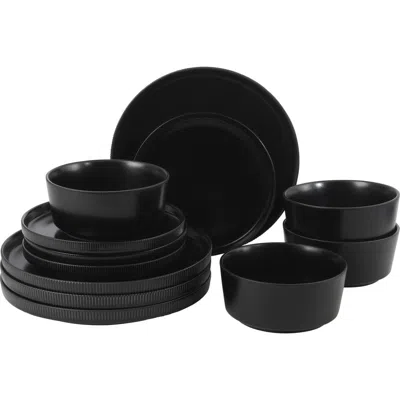 Gibson Home Dempsey Road Stoneware Dinnerware Set In Black