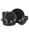 Gibson Home Queenslane 16 Pc. Dinnerware Set, Service For 4 In Matte Black