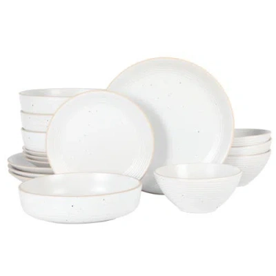 Gibson Home Dinah Double Bowl Stoneware Embossed Dinnerware Set In White