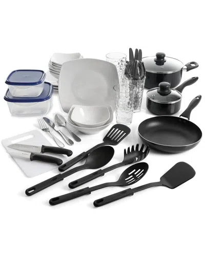 Gibson Home Dnu  45pc Dinnerware Cookware Combo Set In White