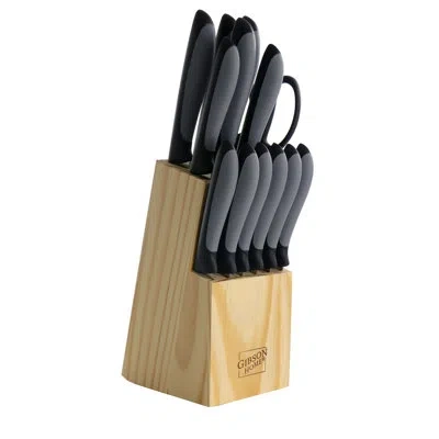 Gibson Home Dorain Stainless Steel 14 Piece Knife Block Set In Black