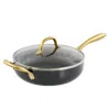 Gibson Home Ellsworth 3.5 Quart Aluminum Nonstick Saute Pan With Lid In Black