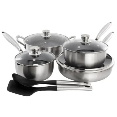 Gibson Home Elsenborn 10 Piece Stainless Steel Cookware Set In Silver