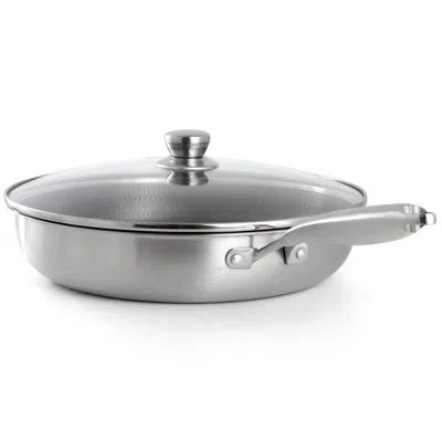 Gibson Home Elsenborn 12in Embossed Interior Stainless Steel Frying Pan With Lid In Silver