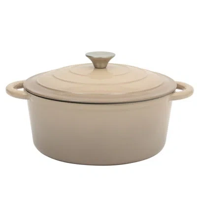 Gibson Home Enameled Cast Iron Dutch Oven Pot With Lid – Round, Oven Safe To 500°f, Ideal For Bread Baking & Ste In Tan