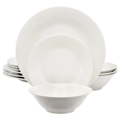 Gibson Home Everyday 12 Piece Round Fine Ceramic Dinnerware Set In White