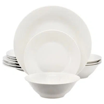 Gibson Home Everyday 12 Piece Round Fine Ceramic Dinnerware Set In White