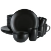 Gibson Home Everyday Plus 12 Piece Round Stoneware Dinnerware Set In Black