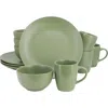 Gibson Home Everyday Plus 12 Piece Round Stoneware Dinnerware Set In Green
