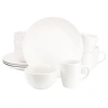 Gibson Home Everyday Plus 12 Piece Round Stoneware Dinnerware Set In White