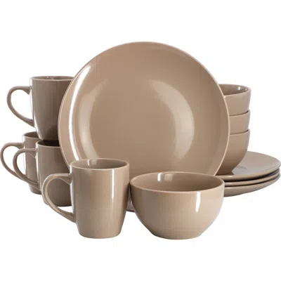 Gibson Home Everyday Plus 12 Piece Stoneware Dinnerware Set In Brown