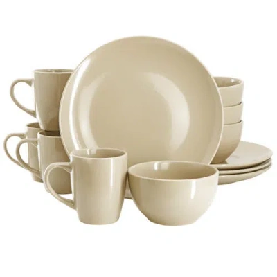 Gibson Home Everyday Plus 12 Piece Stoneware Dinnerware Set In Neutral