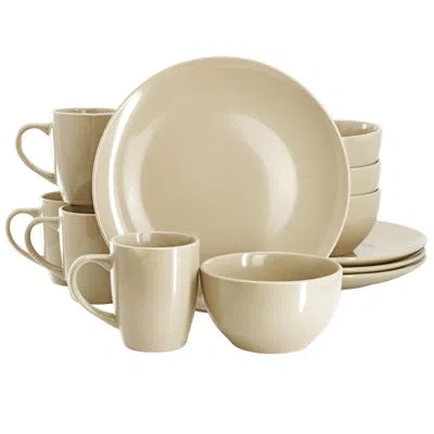 Gibson Home Everyday Plus 12 Piece Stoneware Dinnerware Set In White