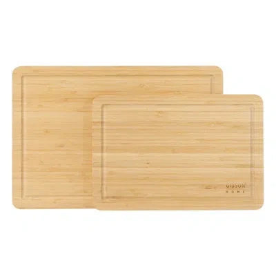 Gibson Home Forestview 2 Piece Rectangle Bamboo Cutting Board Set With Juice Grooves In Brown