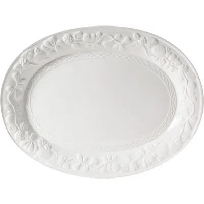 Gibson Home Fruitful 18.75 Inch Oval Platter In White
