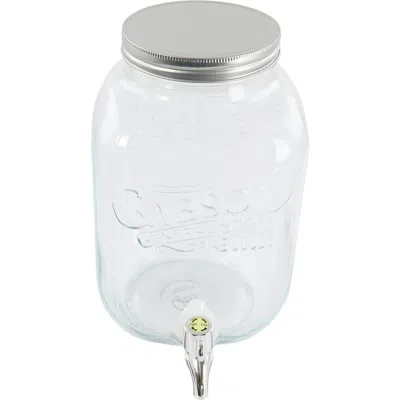 Gibson Home General Store 1.1 Gallon Glass Jar Beverage Dispenser In White