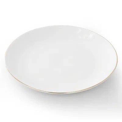 Gibson Home Gibson 8 Piece Banded Fine Ceramic Dessert Plate Set In White