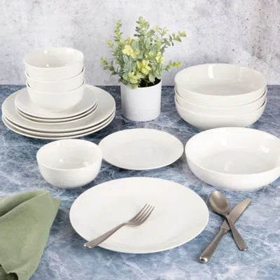 Gibson Home Gracious Dining 16 Piece Double Bowl Dinnerware Set - 97946.16r In White