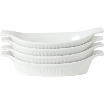 Gibson Home Gracious Dining 4-piece Oval Au Gratin Stoneware Baking Dish Set In White