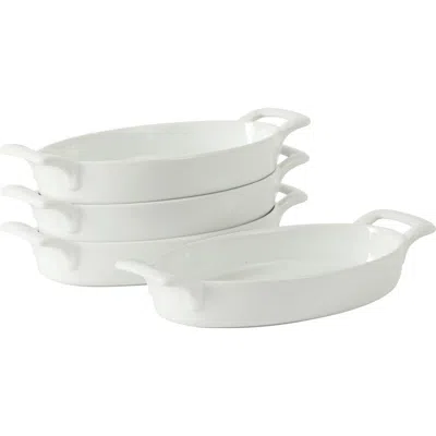Gibson Home Gracious Dining 4-piece Oval Au Gratin Stoneware Baking Dish Set In White