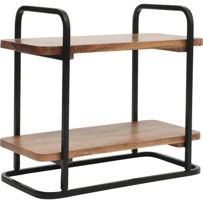 Gibson Home Gracious Dining Acacia Wood Metal Frame Serving Tray In Brown