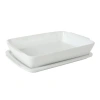Gibson Home Gracious Dining Covered Stoneware Baking Dish In White