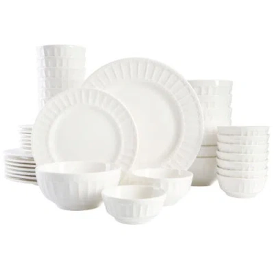 Gibson Home Gracious Dining Embossed 40-piece Porcelain Dinnerware Set In White