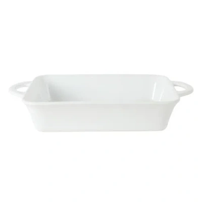 Gibson Home Gracious Dining Rectangular Stoneware Baking Dish With Handles In White