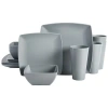 Gibson Home Grayson 16 Piece Square Melamine Dinnerware Set In Gray