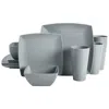 Gibson Home Grayson 16 Piece Square Melamine Dinnerware Set In Grey In Gray
