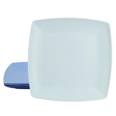 Gibson Home Grayson 4 Piece 10.5 Inch Square Melamine Dinner Plate Set In Assorted Blue