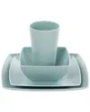 Gibson Home Grayson Melamine 16pc Square Dinnerware Set In Green