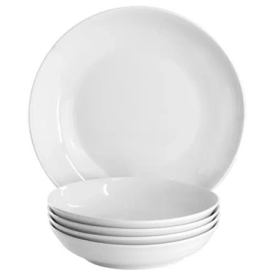 Gibson Home Great Essentials 5 Piece Fine Ceramic Serving Bowl And Pasta Bowl Set In White