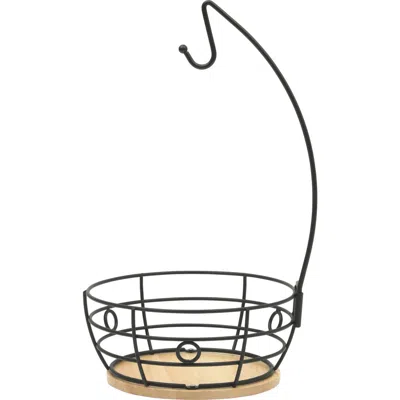 Gibson Home Harvest Season Two-tier Metal Fruit Basket With Banana Hanger In Black